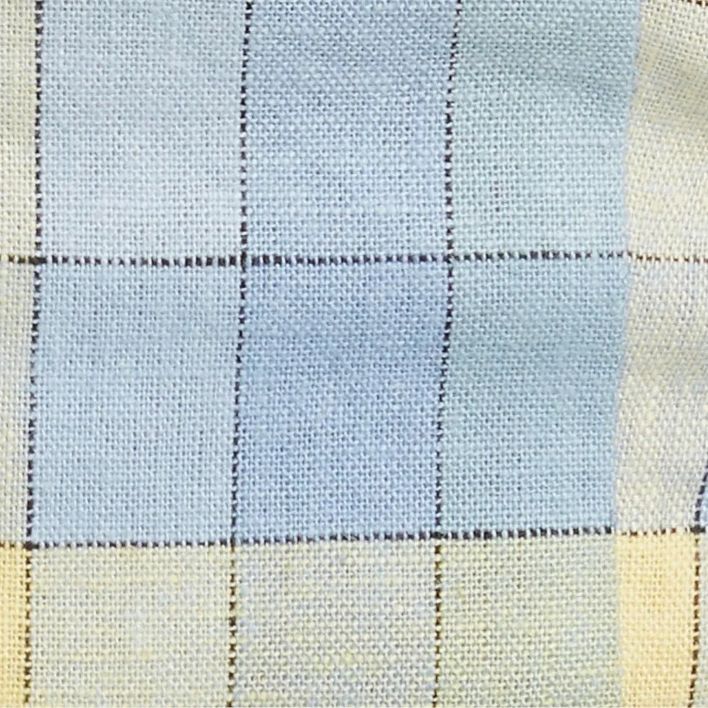 STAUD Dock Top in Coastal Blue Check Size 0 NWOT Plaid Peplum‎ Top Linen Blend